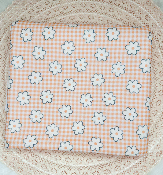 Orange Daisy Gingham - Single Bow