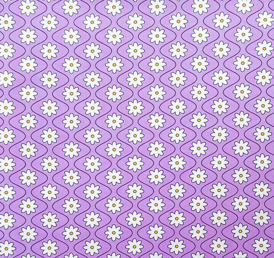 Purple Retro Flower - Headwrap (Thin Scuba)