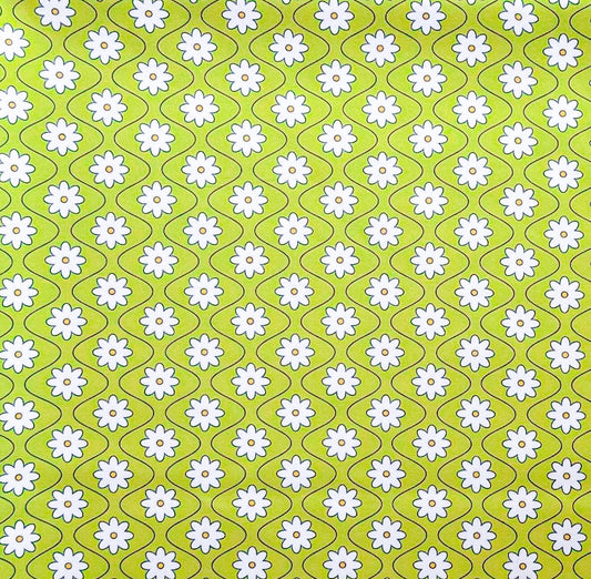 Lime Retro Flower - Headwrap (Thin Scuba)