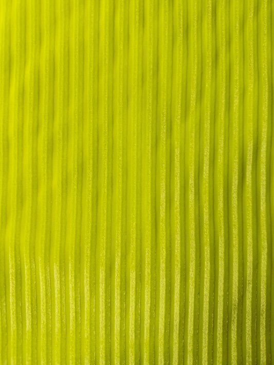Neon Yellow Ribbed Velvet - Single Bow