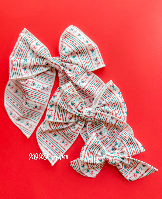 Christmas Bow Stripes - Sailors & Roxy’s