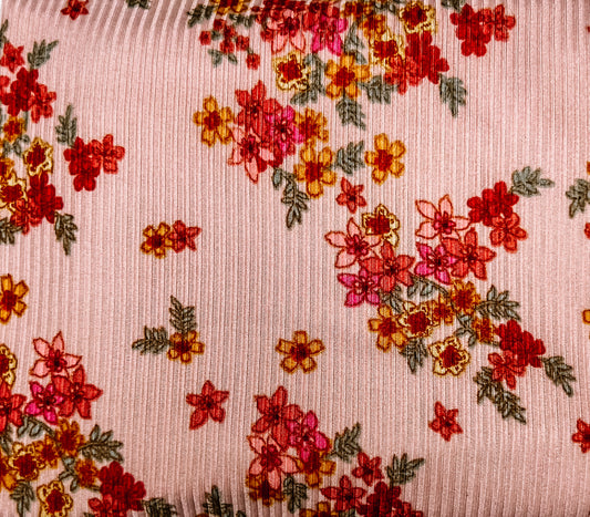 Pink Ribbed Floral - Piggies
